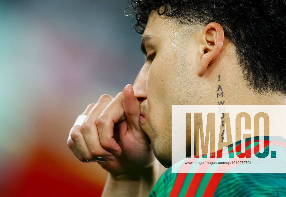 Mandatory Credit: Photo by Kieran McManus Shutterstock (13626428x) Jorge Sanchez of Mexico seen with a I am who I am neck tattoo. Mexico v Poland, FIFA World Cup, WM, Weltmeisterschaft, Fussball 2022, Group C, Football, Stadium 974, Doha, Qatar - 22 Nov 2022 Editorial Use Only Mexico v Poland, FIFA World Cup 2022, Group C, Football, Stadium 974, Doha, Qatar - 22 Nov 2022 Editorial Use Only