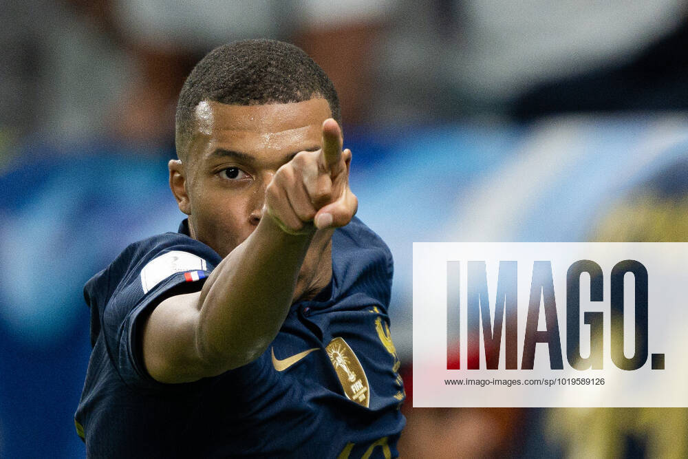 Kylian Mbappe of France celebrates the 3-1 goal during the FIFA World Cup, WM, Weltmeisterschaft, Fussball 2022 football match between France and Australia on November 22, 2022 in Doha. Photo: Joel Marklund BILDBYRAN kod JM JM0383 bbeng fotboll football soccer fotball vm fotbolls-vm fotball-vm fotbolls-vm 2022 fifa world cup 2022 frankrike france australien australia jubel