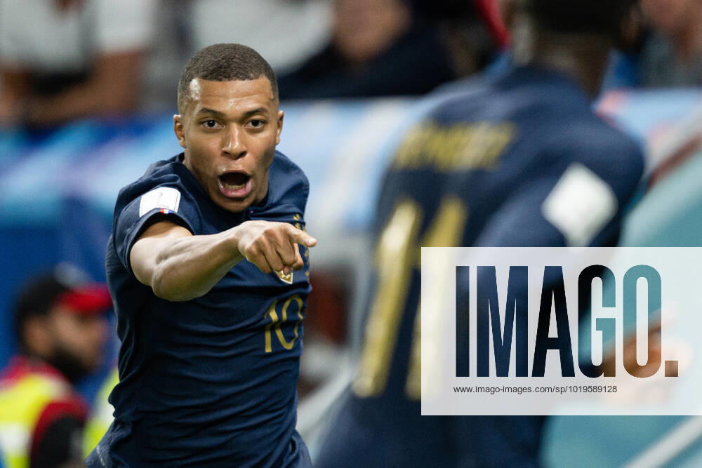 Kylian Mbappe of France celebrates the 3-1 goal during the FIFA World Cup, WM, Weltmeisterschaft, Fussball 2022 football match between France and Australia on November 22, 2022 in Doha. Photo: Joel Marklund BILDBYRAN kod JM JM0383 bbeng fotboll football soccer fotball vm fotbolls-vm fotball-vm fotbolls-vm 2022 fifa world cup 2022 frankrike france australien australia jubel