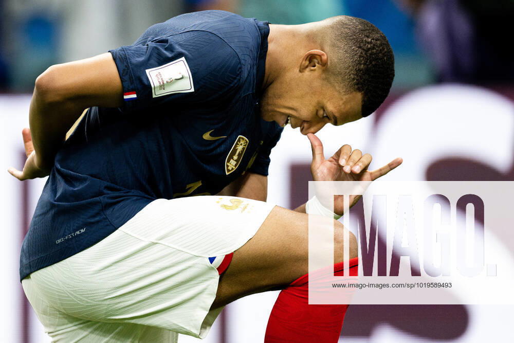 Kylian Mbappe of France celebrates the 3-1 goal during the FIFA World Cup, WM, Weltmeisterschaft, Fussball 2022 football match between France and Australia on November 22, 2022 in Doha. Photo: Joel Marklund BILDBYRAN kod JM JM0383 bbeng fotboll football soccer fotball vm fotbolls-vm fotball-vm fotbolls-vm 2022 fifa world cup 2022 frankrike france australien australia jubel