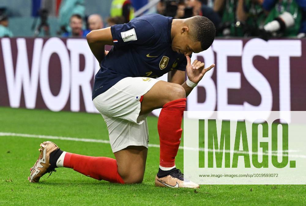 KW47 Qatar Soccer World Cup France - Australia 8322274 22.11.2022 France s Kylian Mbappe celebrates a goal during the Qatar 2022 World Cup Group D soccer match between France and Australia at the Al Janoub Stadium in Al-Wakrah, Qatar. Grigory Sysoev Sputnik Al Wakrah Qatar