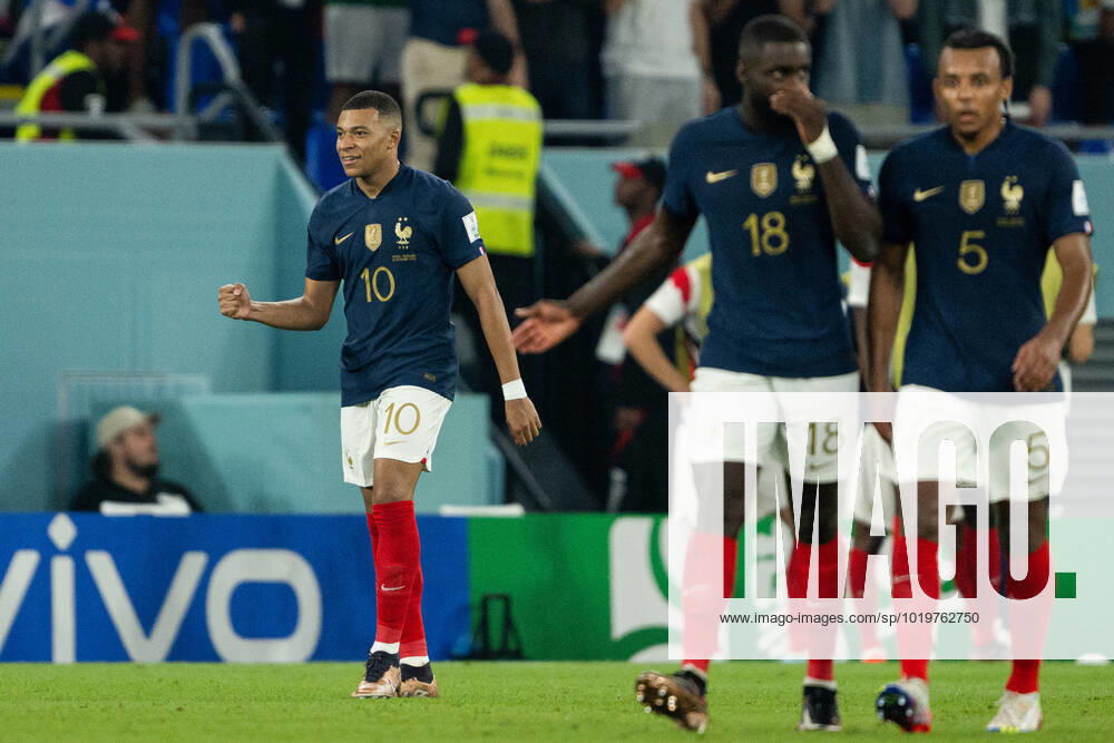 Kylian Mbappe of France celebrates the 1-0 goal during the FIFA World Cup, WM, Weltmeisterschaft, Fussball 2022 football match between France and Denmark on November 26, 2022 in Doha. Photo: Joel Marklund BILDBYRAN kod JM JM0389 bbeng fotboll football soccer fotball vm fotbolls-vm fotball-vm fotbolls-vm 2022 fifa world cup 2022 frankrike france danmark denmark jubel