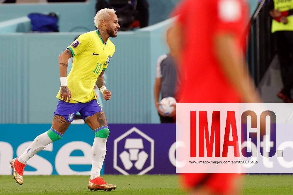 DOHA, 05-12-2022, Stadium , World Cup 2022 in Qatar , Round of 16, game between Brazil and South Korea, Brazil player Neymar after scoring 2-0 from the penalty spot Brazil - South Korea x19453183x