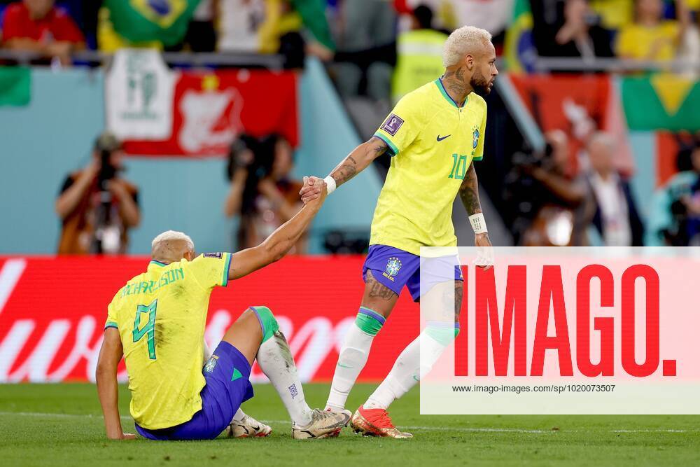 DOHA, 05-12-2022, Stadium , World Cup 2022 in Qatar , Round of 16, game between Brazil and South Korea, Brazil players Neymar and Richarlison Brazil - South Korea x19453198x