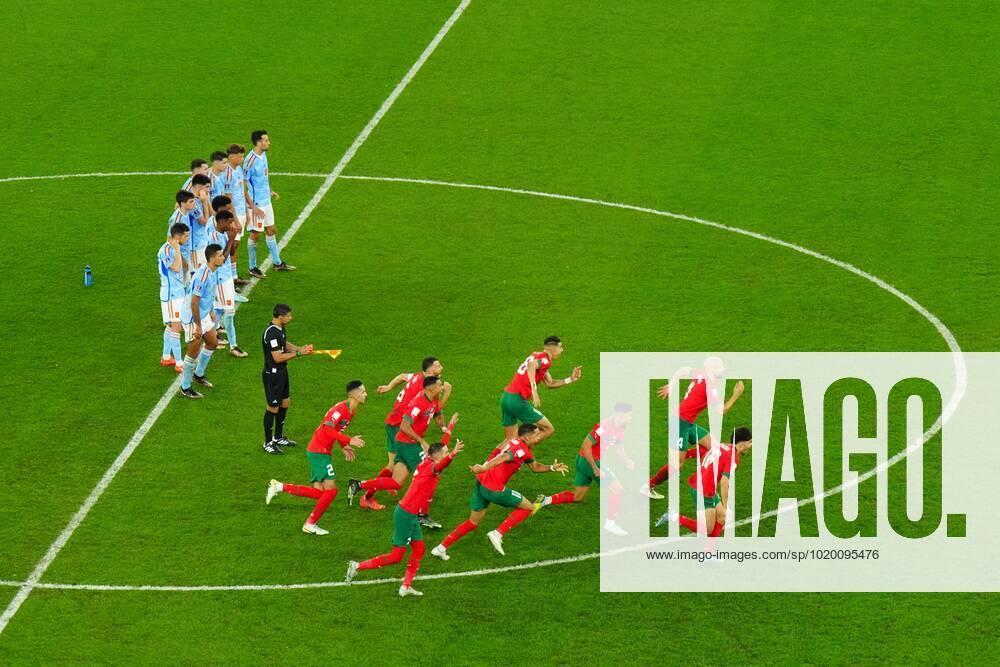 Mandatory Credit: Photo by Javier Garcia Shutterstock (13651659cb) Morocco celebrate winning the penalty shoot out. Morocco v Spain, FIFA World Cup, WM, Weltmeisterschaft, Fussball 2022, Round of 16, Football, Education City Stadium, Doha, Qatar - 06 Dec 2022 Editorial Use Only Morocco v Spain, FIFA World Cup 2022, Round of 16, Football, Education City Stadium, Doha, Qatar - 06 Dec 2022 Editorial Use Only