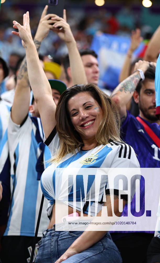 Doha, Qatar, 9th December 2022. Argentina fans during the FIFA World Cup, WM, Weltmeisterschaft, Fussball 2022 match at Lusail Stadium, Doha. Picture credit should read: David Klein Sportimage . SPI-2091-0018