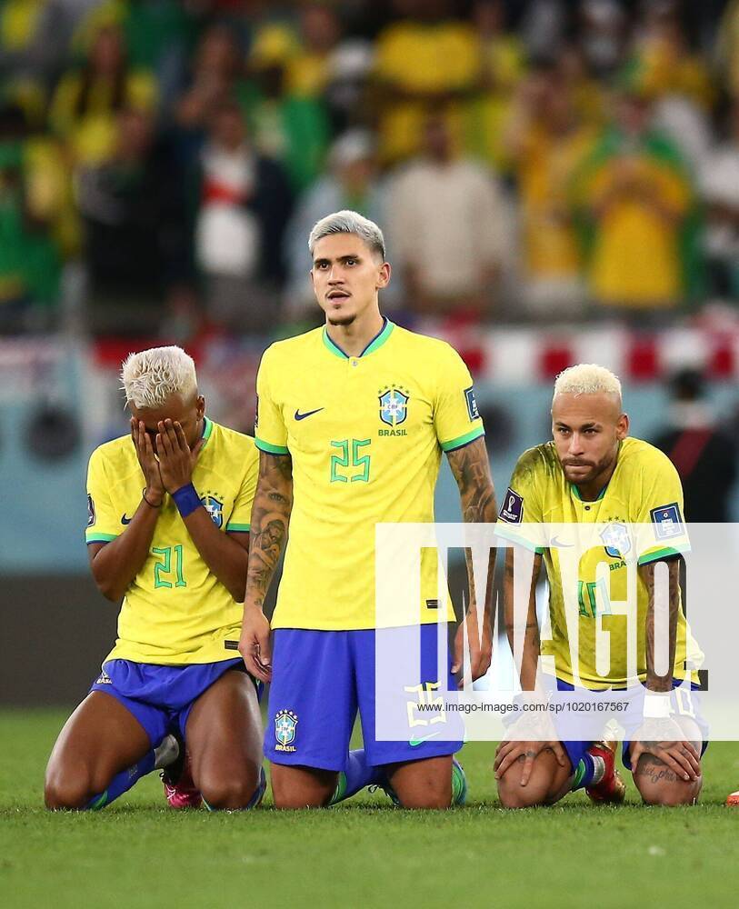 KW49 Mandatory Credit: Photo by Michael Zemanek Shutterstock (13655744lh) Rodrygo ,Pedro and Neymar of Brazil look dejected during th epenalty shootout Croatia v Brazil, FIFA World Cup, WM, Weltmeisterschaft, Fussball 2022, Quarter Final, Football, Education City Stadium, Doha, Qatar - 09 Dec 2022 Editorial Use Only Croatia v Brazil, FIFA World Cup 2022, Quarter Final, Football, Education City Stadium, Doha, Qatar - 09 Dec 2022 Editorial Use Only