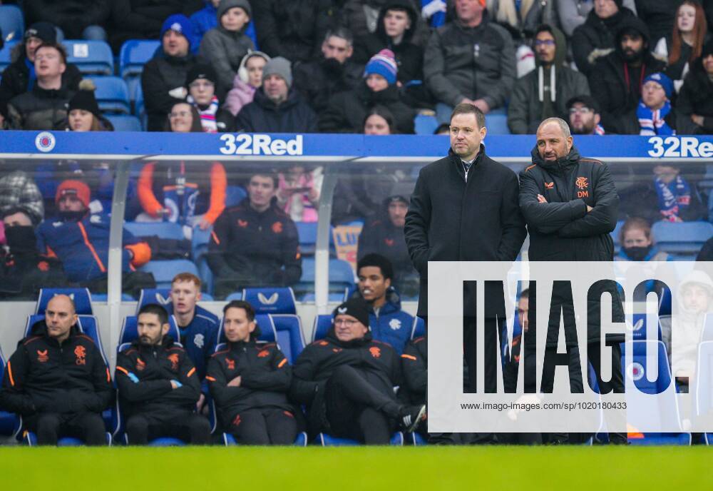 Mandatory Credit: Photo by Stuart Wallace BPI Shutterstock (13660082br) Rangers Manager Michael Beale with first team coach Damien Matthew. Rangers v Bayer 04 Leverkusen, mid-season friendly match, Ibrox Stadium, Glasgow, Scotland UK - 10 Dec 2022 No use with unauthorised audio, video, data, fixture lists (outside the EU), club league logos or live services. Online in-match use limited to 45 images (+15 in extra time). No use to emulate moving images. No use in betting, games or single club league player publications services. Rangers v Bayer 04 Leverkusen, mid-season friendly match, Ibrox Stadium, Glasgow, Scotland UK - 10 Dec 2022 No use with unauthorised audio, video, data, fixture lists (outside the EU), club league logos or live services. Online in-match use limited to 45 images (+15 in extra time). No use to emulate moving images. No use in betting, games or