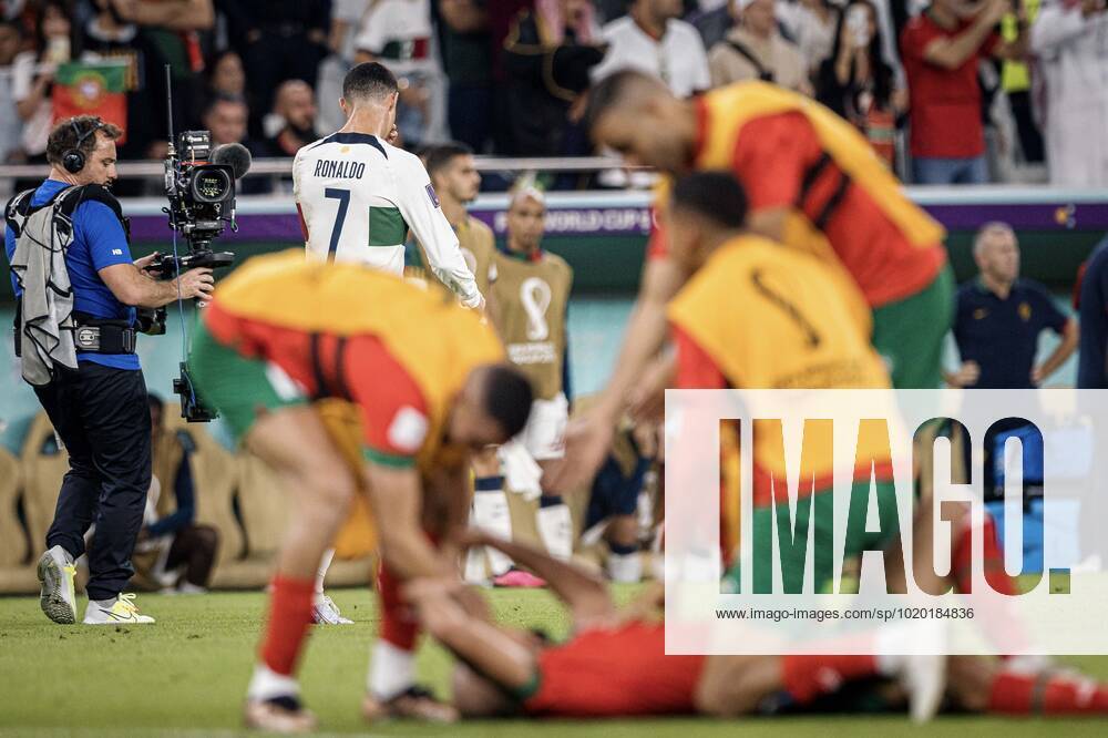 Morocco vs portugal DOHA, CA - 10.12.2022: MOROCCO VS PORTUGAL - CRISTIANO RONALDO of Portugal leaves the field after being eliminated by Morocco in a match between Morocco and Portugal, valid for the quarterfinals of the World Cup, held at the Al Thumama Stadium in Doha, Qatar. (Photo: Marcelo Machado de Melo Fotoarena) x2308625x MarceloxMachadoxdexMelo