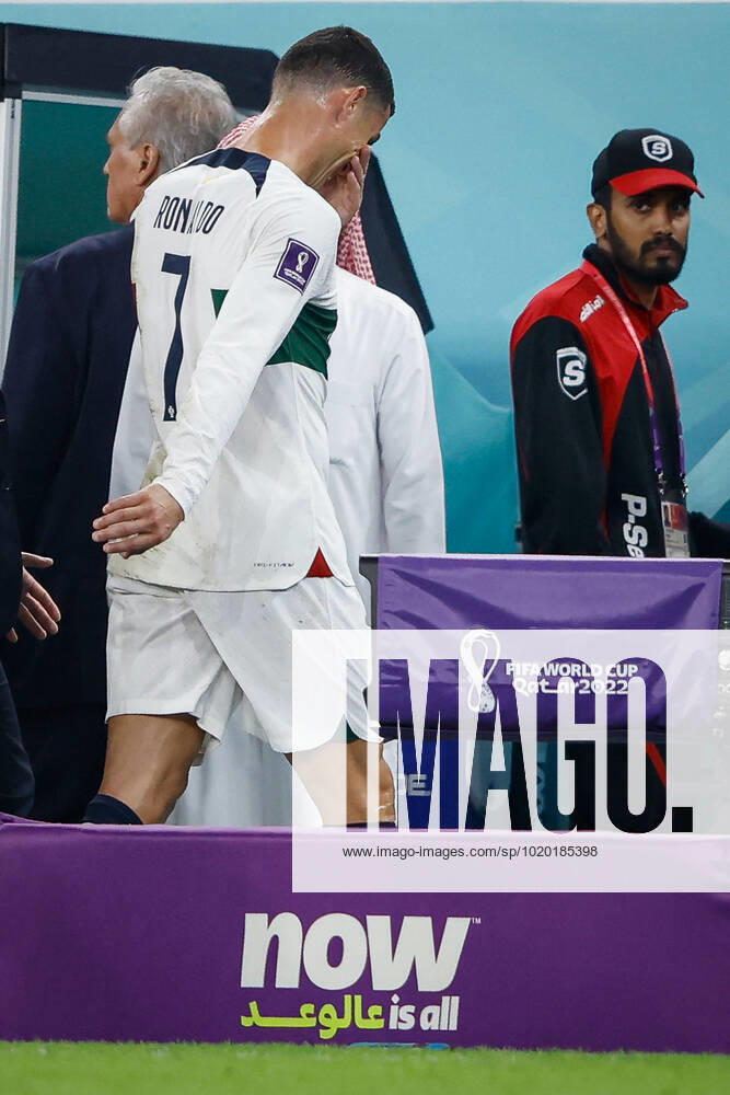 Morocco vs portugal DOHA, CA - 10.12.2022: MOROCCO VS PORTUGAL - CRISTIANO RONALDO of Portugal leaves the field crying after the match between Morocco and Portugal, valid for the quarterfinals of the World Cup, held at the Al Thumama Stadium in Doha, Qatar. (Photo: Rodolfo Buhrer La Imagem Fotoarena) x2308658x RodolfoxBuhrer