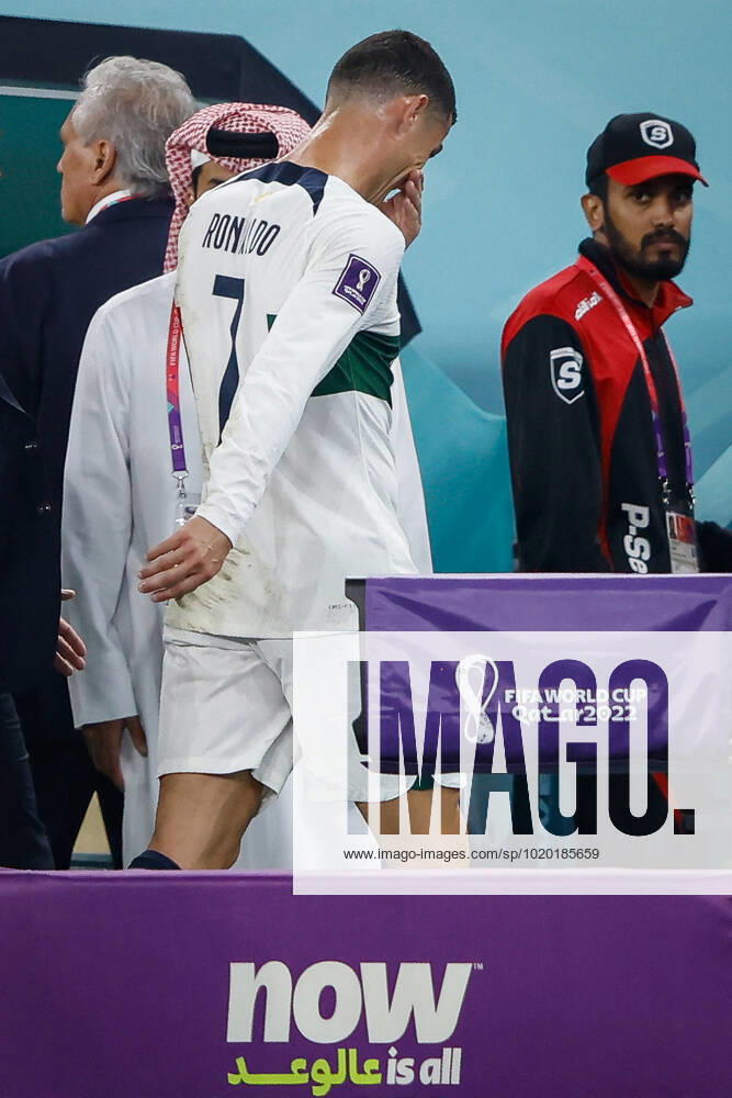 Morocco vs portugal DOHA, CA - 10.12.2022: MOROCCO VS PORTUGAL - CRISTIANO RONALDO of Portugal leaves the field crying after the match between Morocco and Portugal, valid for the quarterfinals of the World Cup, held at the Al Thumama Stadium in Doha, Qatar. (Photo: Rodolfo Buhrer La Imagem Fotoarena) x2308660x RodolfoxBuhrer