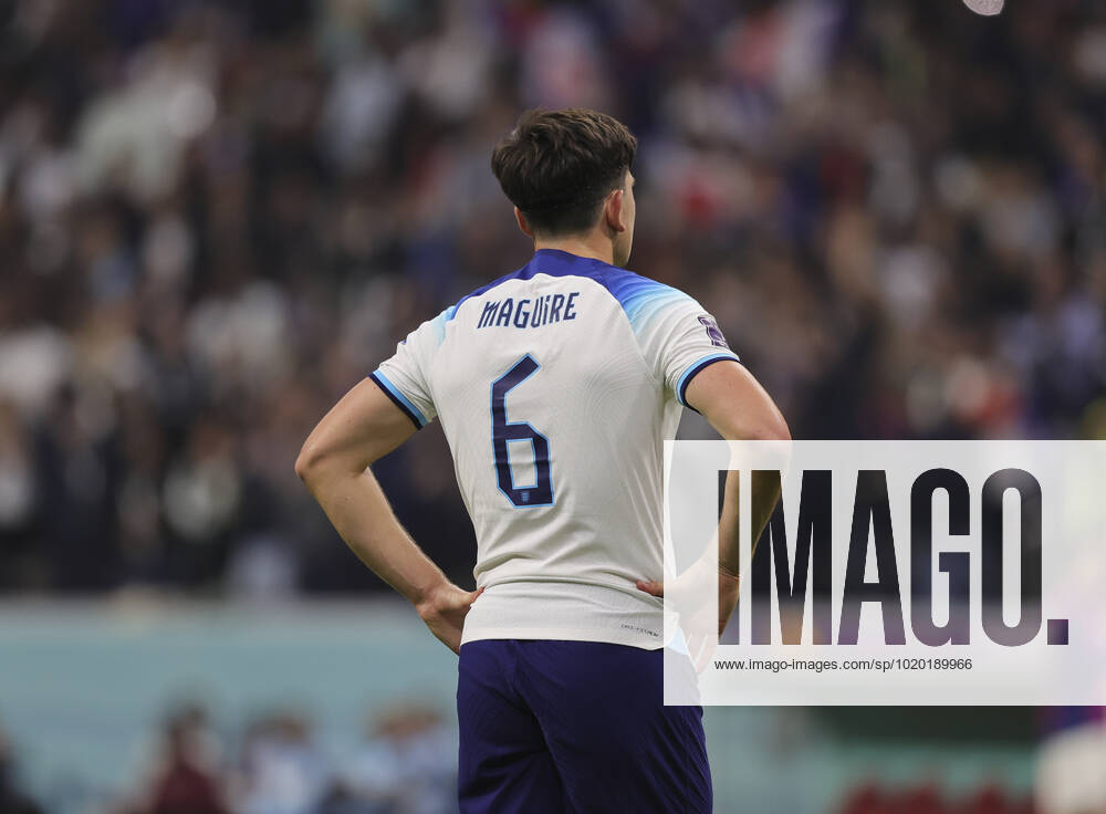 England v France 2022 FIFA World Cup, WM, Weltmeisterschaft, Fussball Harry Maguire of England reacts during the 2022 FIFA World Cup Quarter-final match at Al Bayt Stadium, Al Bayt Content Not Available For UK Newspapers