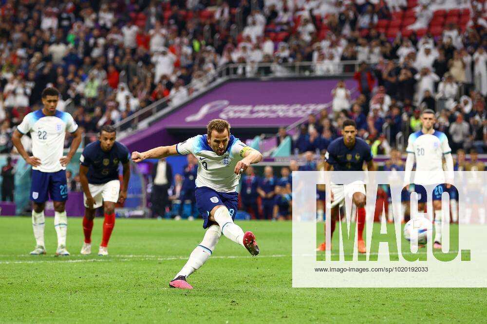 Mandatory Credit: Photo by Kieran McManus Shutterstock (13655770cx) Harry Kane of England scores from the penalty spot past Goalkeeper Hugo Lloris of France, 1-1 England v France, FIFA World Cup, WM, Weltmeisterschaft, Fussball 2022, Quarter Final, Football, Al Bayt Stadium, Al Khor, Qatar - 10 Dec 2022 Editorial Use Only England v France, FIFA World Cup 2022, Quarter Final, Football, Al Bayt Stadium, Al Khor, Qatar - 10 Dec 2022 Editorial Use Only