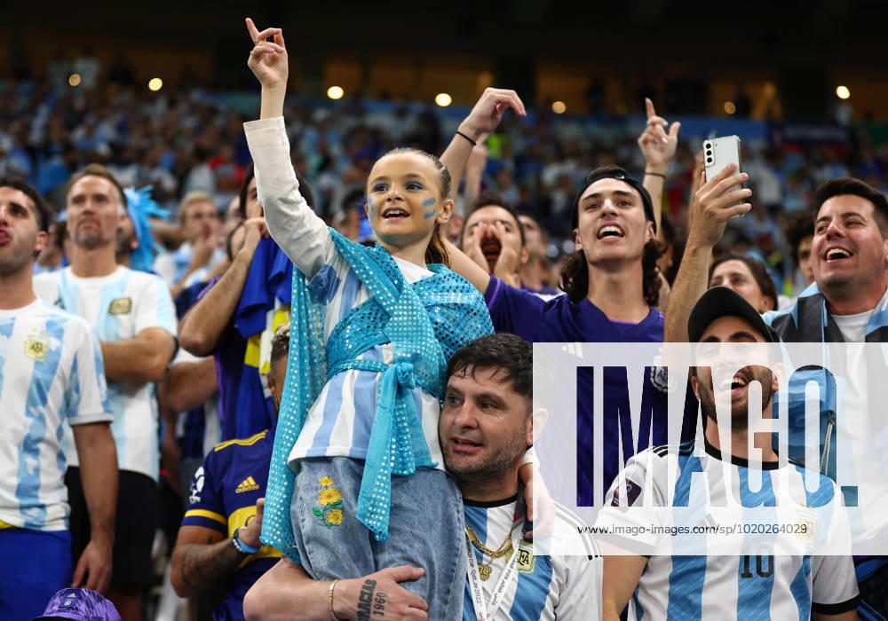 Doha, Qatar, 13th December 2022. Argentina fans during the FIFA World Cup, WM, Weltmeisterschaft, Fussball 2022 match at Lusail Stadium, Doha. Picture credit should read: David Klein Sportimage . SPI-2097-0016