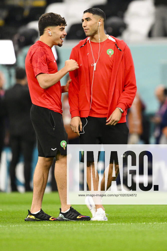 Reconnaissance du terrain par les joueurs du Marco HAKIMI Achraf (MAR) FOOTBALL : France vs Maroc - 1 2 finale - coupe du Monde Qatar 2022 - 14 12 2022 JBAutissier Panoramic