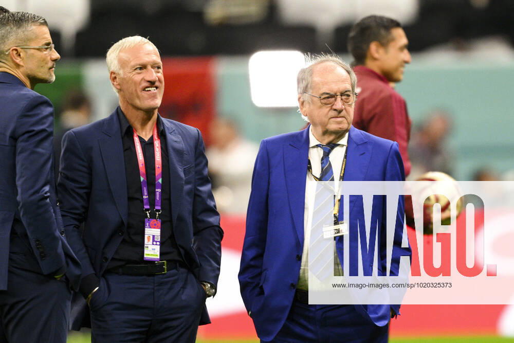 Didier Deschamps entraineur Selectionneur et Noel Le Graet - president FFF FOOTBALL : France vs Maroc - 1 2 finale - coupe du Monde Qatar 2022 - 14 12 2022 JBAutissier Panoramic