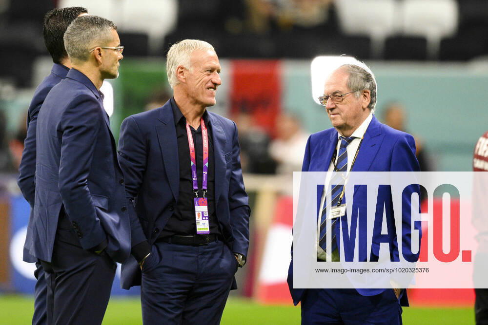 Didier Deschamps entraineur Selectionneur et Noel Le Graet - president FFF FOOTBALL : France vs Maroc - 1 2 finale - coupe du Monde Qatar 2022 - 14 12 2022 JBAutissier Panoramic