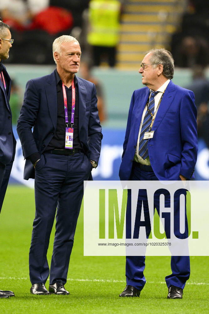 Didier Deschamps entraineur Selectionneur et Noel Le Graet - president FFF FOOTBALL : France vs Maroc - 1 2 finale - coupe du Monde Qatar 2022 - 14 12 2022 JBAutissier Panoramic