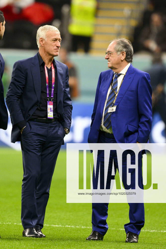 Didier Deschamps entraineur Selectionneur et Noel Le Graet - president FFF FOOTBALL : France vs Maroc - 1 2 finale - coupe du Monde Qatar 2022 - 14 12 2022 JBAutissier Panoramic