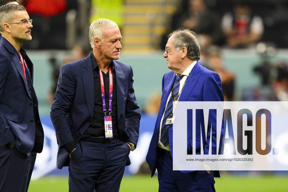 Didier Deschamps entraineur Selectionneur et Noel Le Graet - president FFF FOOTBALL : France vs Maroc - 1 2 finale - coupe du Monde Qatar 2022 - 14 12 2022 JBAutissier Panoramic