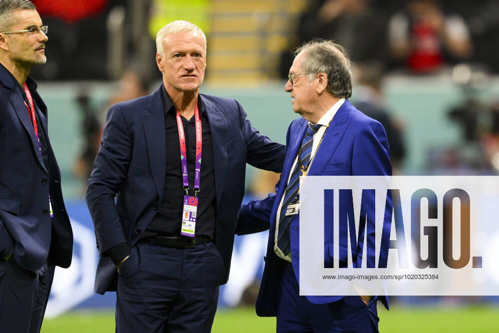 Didier Deschamps entraineur Selectionneur et Noel Le Graet - president FFF FOOTBALL : France vs Maroc - 1 2 finale - coupe du Monde Qatar 2022 - 14 12 2022 JBAutissier Panoramic