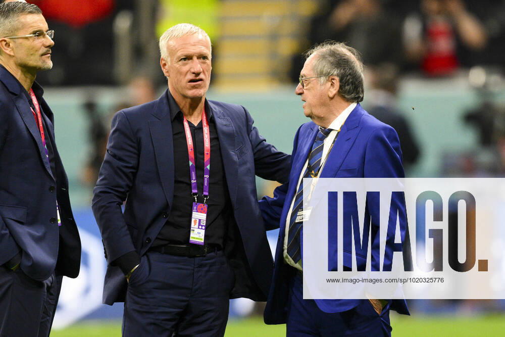 Didier Deschamps entraineur Selectionneur et Noel Le Graet - president FFF FOOTBALL : France vs Maroc - 1 2 finale - coupe du Monde Qatar 2022 - 14 12 2022 JBAutissier Panoramic
