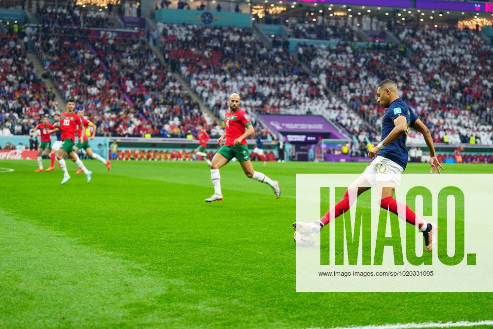 Mandatory Credit: Photo by Javier Garcia Shutterstock (13661842w) Kylian Mbappe of France in action France v Morocco, FIFA World Cup, WM, Weltmeisterschaft, Fussball 2022, Semi Final, Football, Al Bayt Stadium, Al Khor, Qatar - 14 Dec 2022 Editorial Use Only France v Morocco, FIFA World Cup 2022, Semi Final, Football, Al Bayt Stadium, Al Khor, Qatar - 14 Dec 2022 Editorial Use Only