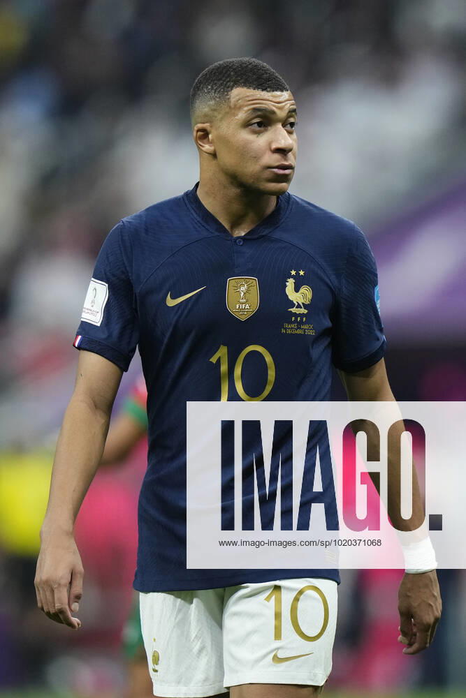 France v Morocco: Semi Final - FIFA World Cup, WM, Weltmeisterschaft, Fussball Qatar 2022 Kylian Mbappe centre-forward of France and Paris Saint-Germain during the FIFA World Cup Qatar 2022 semi final match between France and Morocco at Al Bayt Stadium on December 14, 2022 in Al Khor, Qatar. Al Khor Qatar