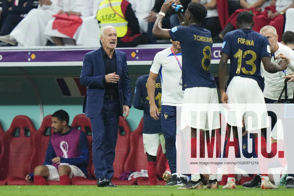 France v Morocco: Semi Final - FIFA World Cup, WM, Weltmeisterschaft, Fussball Qatar 2022 Didier Deschamps head coach of France gives instructions during the FIFA World Cup Qatar 2022 semi final match between France and Morocco at Al Bayt Stadium on December 14, 2022 in Al Khor, Qatar. Al Khor Qatar