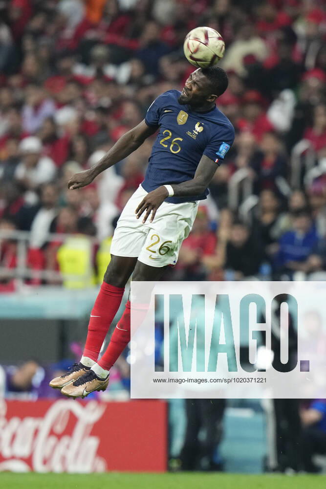 France v Morocco: Semi Final - FIFA World Cup, WM, Weltmeisterschaft, Fussball Qatar 2022 Marcus Thuram centre-forward of France and Borussia Monchengladbach in action during the FIFA World Cup Qatar 2022 semi final match between France and Morocco at Al Bayt Stadium on December 14, 2022 in Al Khor, Qatar. Al Khor Qatar
