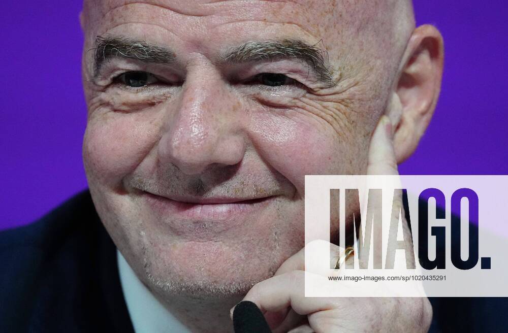Mandatory Credit: Photo by Javier Garcia Shutterstock (13670212ad) FIFA President Gianni Infantino reacts during the press conference, PK, Pressekonferenz FIFA Press Conference, FIFA World Cup, WM, Weltmeisterschaft, Fussball 2022, Football, Qatar National Convention Centre, Doha, Qatar - 16 Dec 2022 Editorial Use Only FIFA Press Conference, FIFA World Cup 2022, Football, Qatar National Convention Centre, Doha, Qatar - 16 Dec 2022 Editorial Use Only