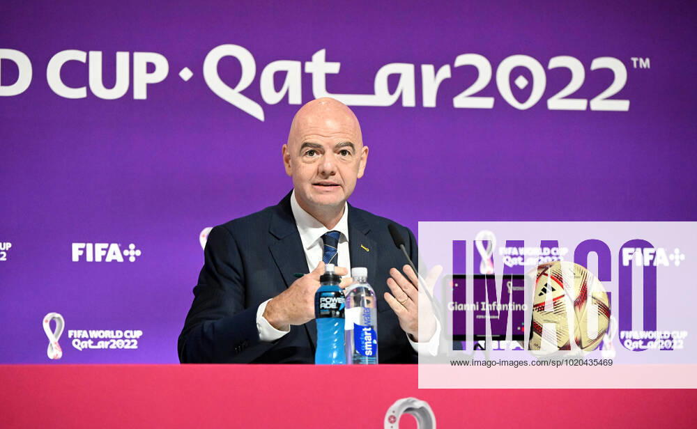 Fussball, Herren, Saison 2022 23, WM in Katar, Doha, Pressekonferenz im Medienzentrum im Qatar National Convention Centre (QNCC), FIFA-Präsident Gianni Infantino, 16.12. 2022,