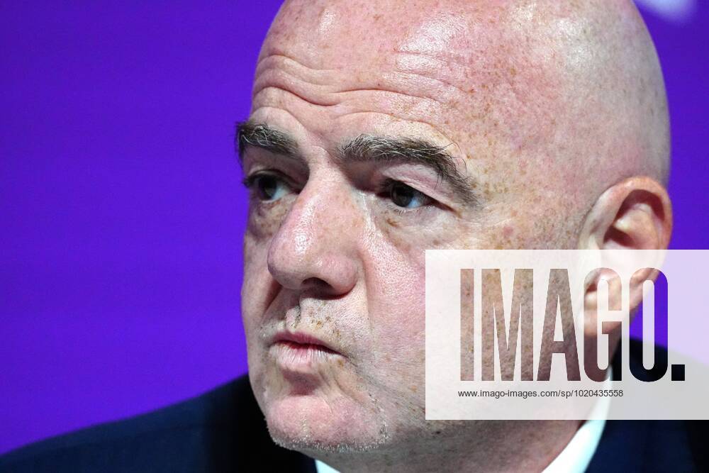 Mandatory Credit: Photo by Javier Garcia Shutterstock (13670212at) FIFA President Gianni Infantino speaks during the press conference, PK, Pressekonferenz FIFA Press Conference, FIFA World Cup, WM, Weltmeisterschaft, Fussball 2022, Football, Qatar National Convention Centre, Doha, Qatar - 16 Dec 2022 Editorial Use Only FIFA Press Conference, FIFA World Cup 2022, Football, Qatar National Convention Centre, Doha, Qatar - 16 Dec 2022 Editorial Use Only