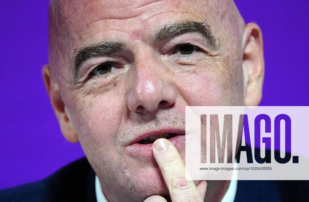 Mandatory Credit: Photo by Javier Garcia Shutterstock (13670212au) FIFA President Gianni Infantino speaks during the press conference, PK, Pressekonferenz FIFA Press Conference, FIFA World Cup, WM, Weltmeisterschaft, Fussball 2022, Football, Qatar National Convention Centre, Doha, Qatar - 16 Dec 2022 Editorial Use Only FIFA Press Conference, FIFA World Cup 2022, Football, Qatar National Convention Centre, Doha, Qatar - 16 Dec 2022 Editorial Use Only