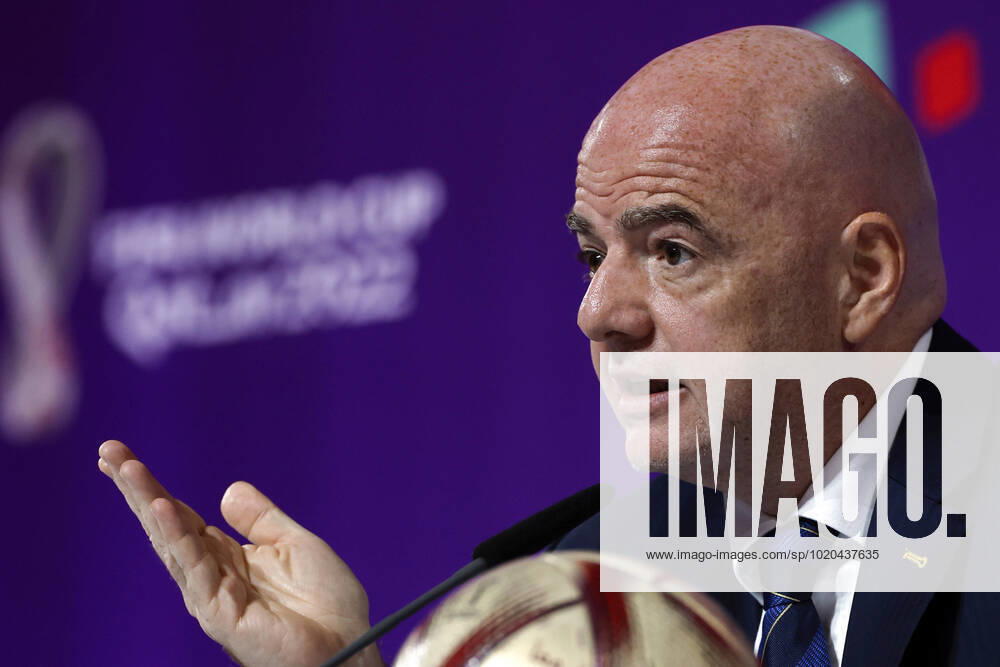 FIFA s President, Swiss Gianni Infantino, addresses a press conference, PK, Pressekonferenz in Doha, Qatar, 16 December 2022. Infantino said that FIFA s World Cup Qatar 2022 has been a great success . The final between Argentina and France is to be played on 18 December, and the match for the third and fourth place between Croatia and Morocco, on 17 December. Gianni Infantino s press conference !ACHTUNG: NUR REDAKTIONELLE NUTZUNG!