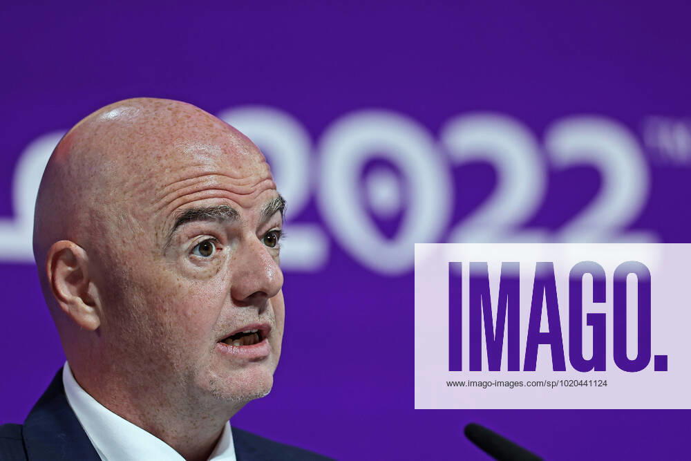 Gianni Infantino, FIFA President, during the FIFA World Cup, WM, Weltmeisterschaft, Fussball Qatar 2022 press conference, PK, Pressekonferenz at the Qatar Convention Center on Friday 16. 30761 (Heuler Andrey SPP)