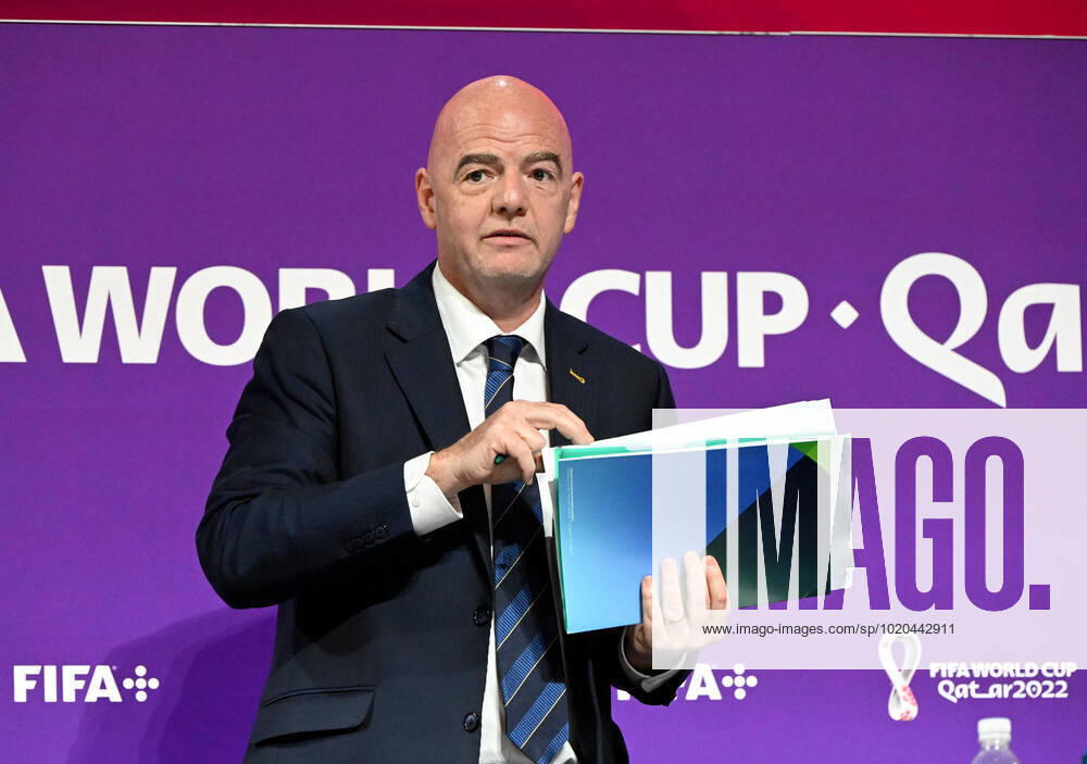 Fussball, Herren, Saison 2022 23, WM in Katar, Doha, Pressekonferenz im Medienzentrum im Qatar National Convention Centre (QNCC), FIFA-Präsident Gianni Infantino, 16.12. 2022,