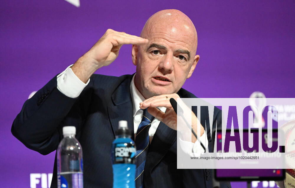 Fussball, Herren, Saison 2022 23, WM in Katar, Doha, Pressekonferenz im Medienzentrum im Qatar National Convention Centre (QNCC), FIFA-Präsident Gianni Infantino, 16.12. 2022,