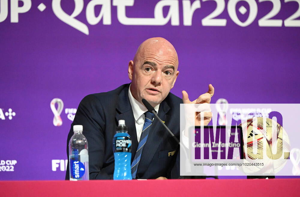 Fussball, Herren, Saison 2022 23, WM in Katar, Doha, Pressekonferenz im Medienzentrum im Qatar National Convention Centre (QNCC), FIFA-Präsident Gianni Infantino, 16.12. 2022,