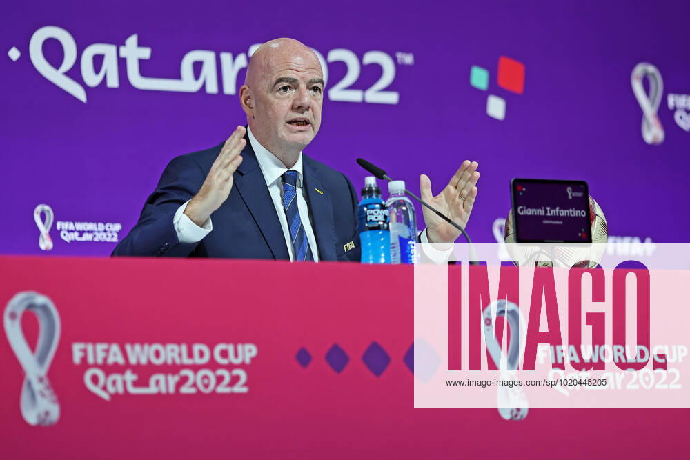 2022 FIFA World Cup, WM, Weltmeisterschaft, Fussball press conference, PK, Pressekonferenz before Final Games Dec 16th. Gianni Infantino, President of FIFA speaking to the press ActionPlus12458496 HeulerxAndrey