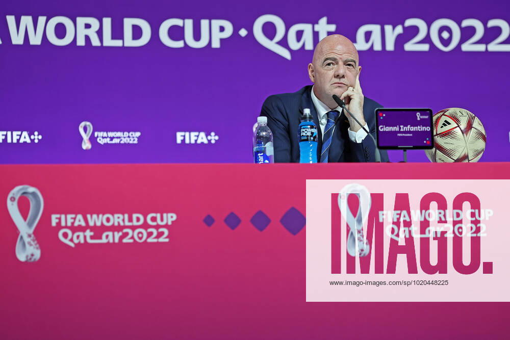 2022 FIFA World Cup, WM, Weltmeisterschaft, Fussball press conference, PK, Pressekonferenz before Final Games Dec 16th. Gianni Infantino, President of FIFA speaking to the press ActionPlus12458509 HeulerxAndrey