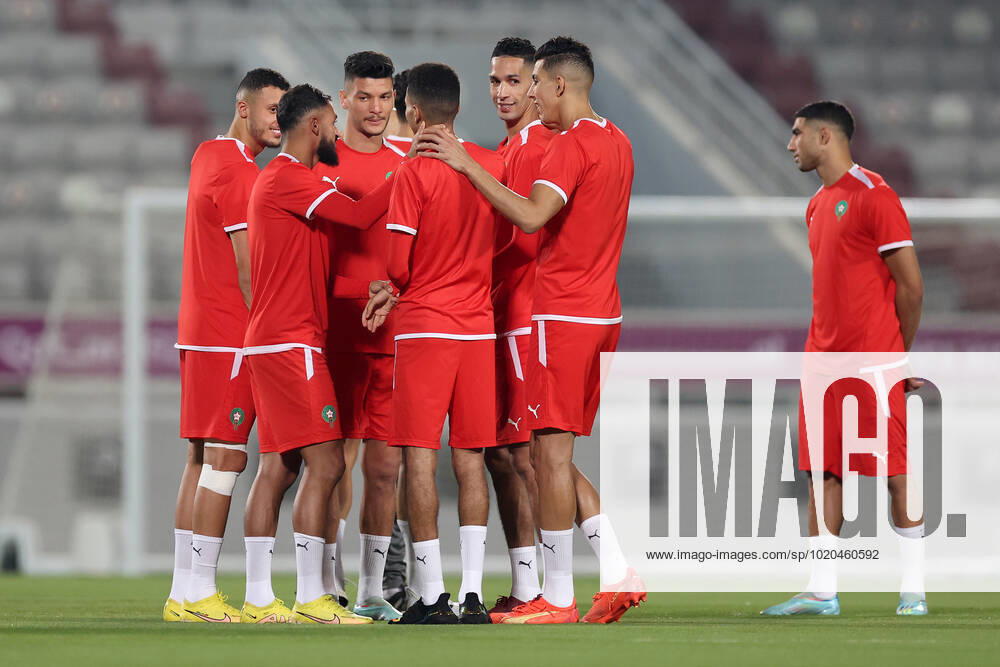 Training of the Moroccan football team Training of the Moroccan football team at the Al Duhail camp the day before the match against Croatia in Doha, Qatar on December 16, 2022. IgorxKralj PIXSELL