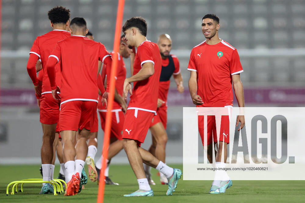Training of the Moroccan football team Training of the Moroccan football team at the Al Duhail camp the day before the match against Croatia in Doha, Qatar on December 16, 2022. IgorxKralj PIXSELL