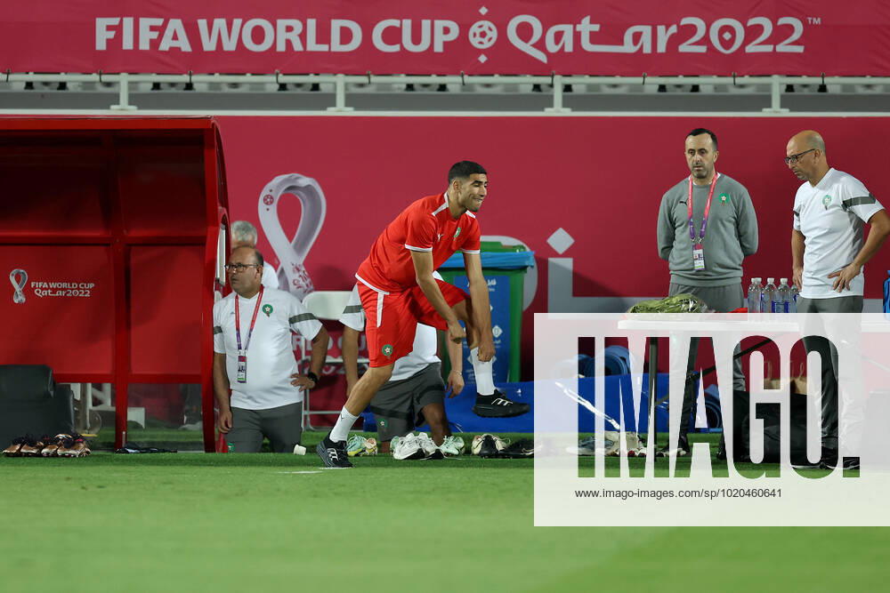 Training of the Moroccan football team Training of the Moroccan football team at the Al Duhail camp the day before the match against Croatia in Doha, Qatar on December 16, 2022. IgorxKralj PIXSELL