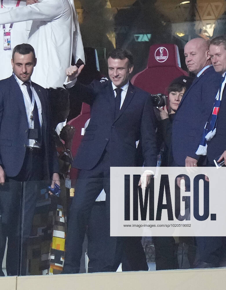 QAT, WM FIFA 2022, Finale, Argentinien vs Frankreich 18.12.2022, Lusail Iconic Stadium, Doha, QAT, WM FIFA 2022, Finale, Argentinien vs Frankreich, im Bild Der französiche Staatspräsident Emmanuel Macron auf der Tribüne..