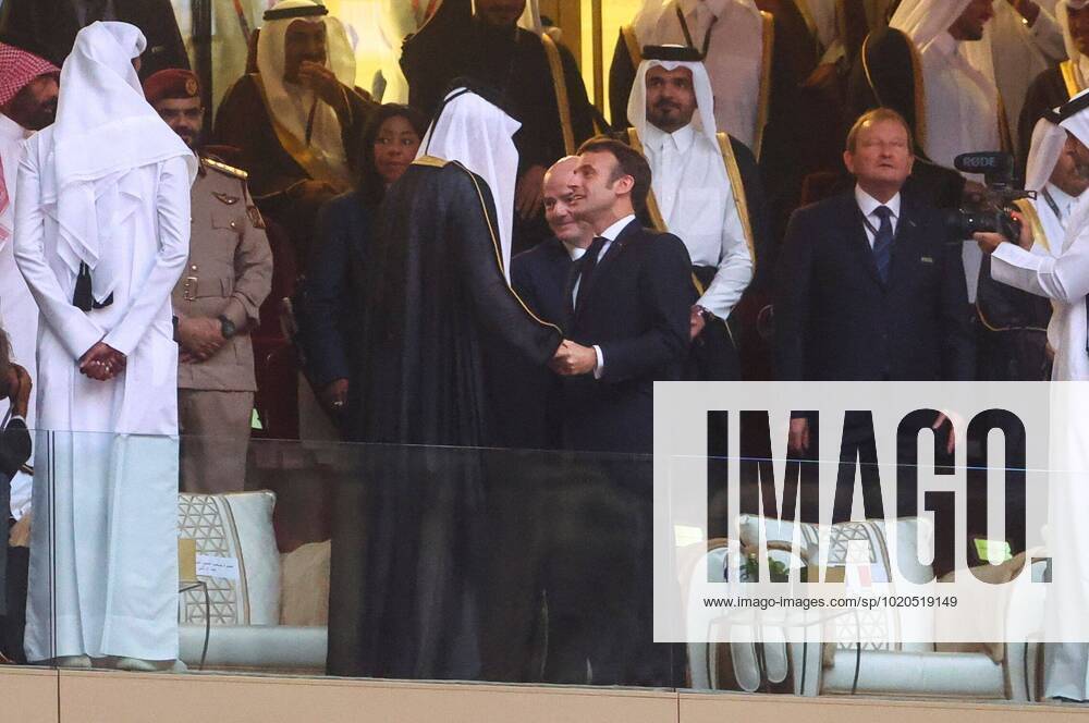 Mandatory Credit: Photo by Kieran McManus Shutterstock (13670809aj) Sheikh Tamim bin Hamad Al Thani and Emmanuel Macron President of France Argentina v France, FIFA World Cup, WM, Weltmeisterschaft, Fussball 2022, Final, Football, Lusail Stadium, Al Daayen, Qatar - 18 Dec 2022 Editorial Use Only Argentina v France, FIFA World Cup 2022, Final, Football, Lusail Stadium, Al Daayen, Qatar - 18 Dec 2022 Editorial Use Only