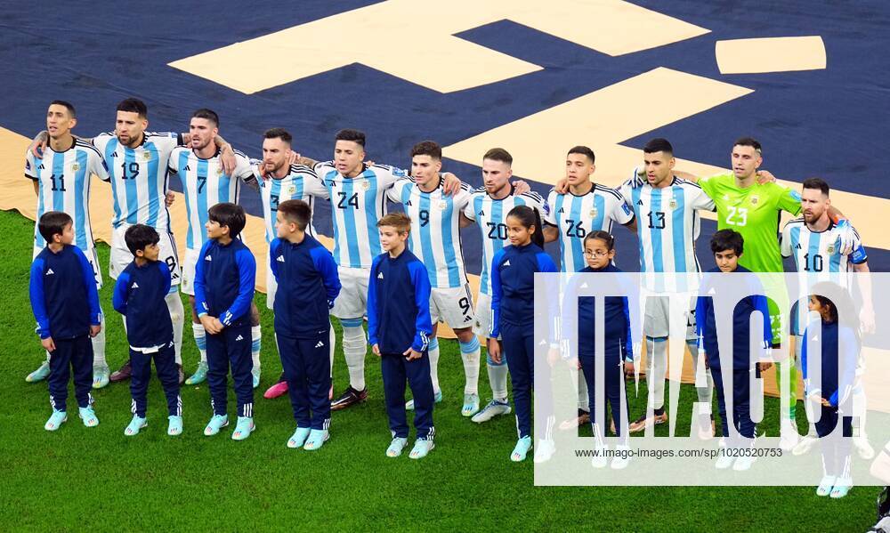 Mandatory Credit: Photo by Javier Garcia Shutterstock (13670815aq) Argentina team singing the national anthem Argentina v France, FIFA World Cup, WM, Weltmeisterschaft, Fussball 2022, Final, Football, Lusail Stadium, Al Daayen, Qatar - 18 Dec 2022 Editorial Use Only Argentina v France, FIFA World Cup 2022, Final, Football, Lusail Stadium, Al Daayen, Qatar - 18 Dec 2022 Editorial Use Only
