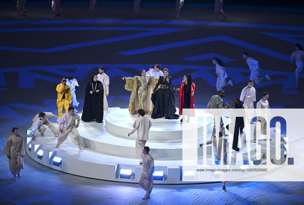 (221218) -- LUSAIER, Dec. 18, 2022 -- Artists perform during the closing ceremony prior to the Final between Argentina and France at the 2022 FIFA World Cup, WM, Weltmeisterschaft, Fussball at Lusail Stadium in Lusail, Qatar, Dec. 18, 2022. ) (SP)QATAR-LUSAIL-2022 WORLD CUP-FINAL-ARG VS FRA XiaoxYijiu