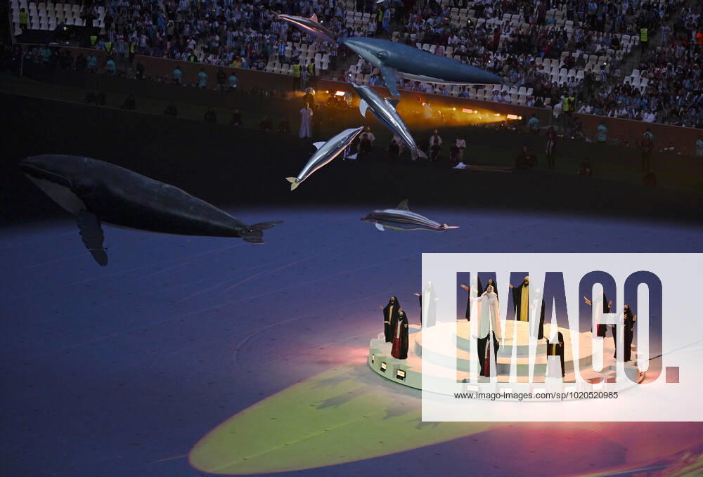 (221218) -- LUSAIER, Dec. 18, 2022 -- Artists perform during the closing ceremony prior to the Final between Argentina and France at the 2022 FIFA World Cup, WM, Weltmeisterschaft, Fussball at Lusail Stadium in Lusail, Qatar, Dec. 18, 2022. ) (SP)QATAR-LUSAIL-2022 WORLD CUP-FINAL-ARG VS FRA XiaoxYijiu