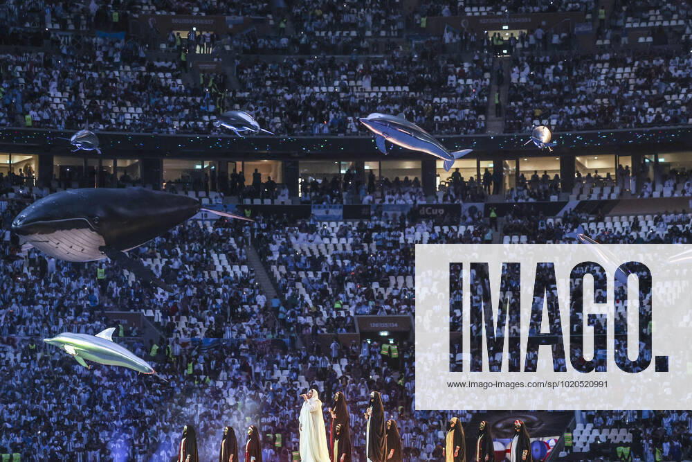 (221218) -- LUSAIER, Dec. 18, 2022 -- Artists perform during the closing ceremony prior to the Final between Argentina and France at the 2022 FIFA World Cup, WM, Weltmeisterschaft, Fussball at Lusail Stadium in Lusail, Qatar, Dec. 18, 2022. ) (SP)QATAR-LUSAIL-2022 WORLD CUP-FINAL-ARG VS FRA LixMing